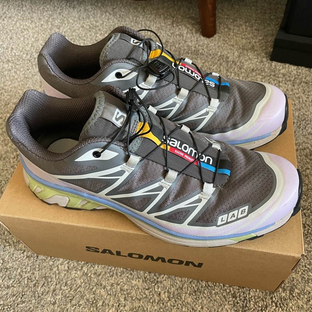 Salomon Gray & Purple XT-6 Sneakers UNIQUE COLORS (Sz 42, Mens 8.5, Womens 9.5)